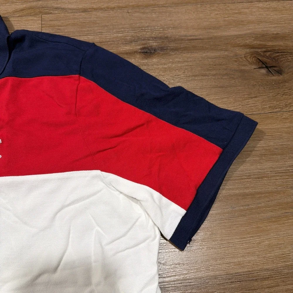 Polo Ralph Lauren Classic Fit Polo Shirt Men's LARGE‎ Red White Blue Colorblock